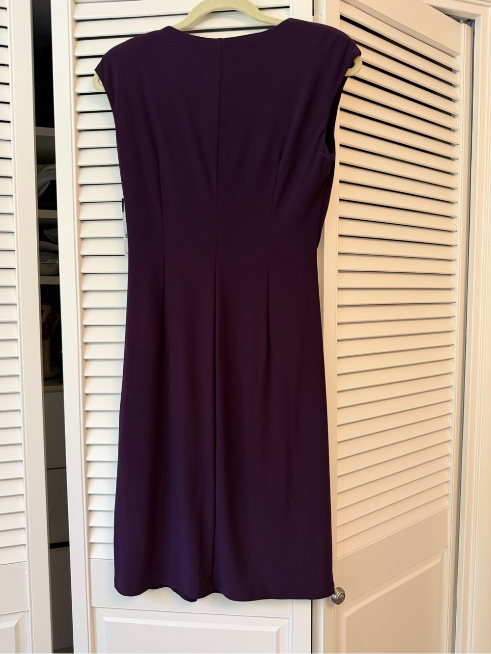Chaps Sleeveless Midi Sheath Dress in Deep Plum